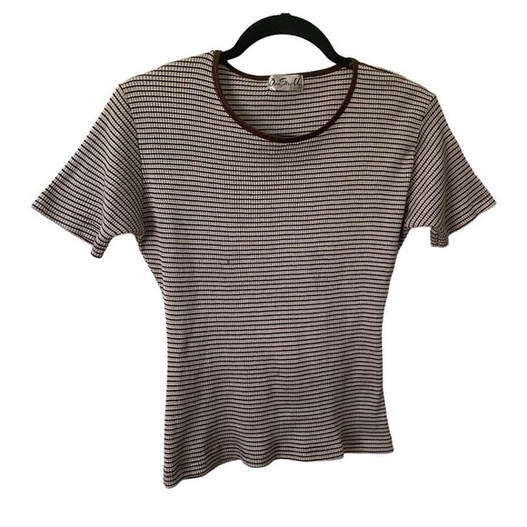 90's Y2K Vintage Bratz Lizzie McGuire Stripe Ribbed Baby Tee Spice Girls Shirt - Picture 2 of 9